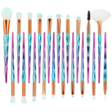 Pinceles de maquillaje 20 piezas Brillante y Transparente Azul Rosado de color Unicornio Maquillaje cepillos Cosmético Fundación Ojo Cara Sonrojo Cepillos