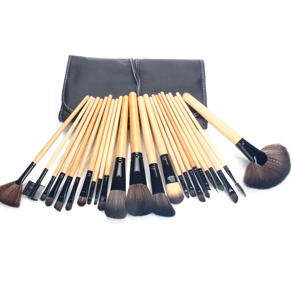 Set profesional de brochas para maquillaje 24 piezas Madera