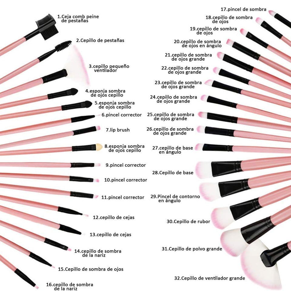 Base Maquillaje Professional Set de Brochas - RFAIKA 32 Piezas Pinceles de Maquillaje Suaves Belleza Maquillaje - Sombras de Ojos Set de Brochas Cosmético Fundación Ojo Cara Sonrojo Cepillos Polvos Maquillaje (rosa)