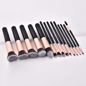 Brochas de Maquillaje 14 Piezas, Set Brochas para Maquillaje Profesional, Brochas para sombra de Ojos y Rostro, Regalo Ideal Color Oro Rosa (14 Piezas)